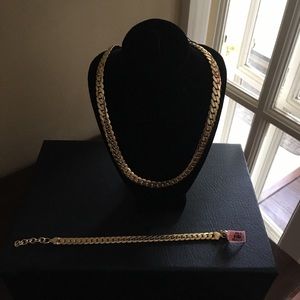 2pc Gold over Stainless Steel Chain & Bracelet